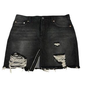 We The Free Distressed Denim Miniskirt Black Size‎ 29